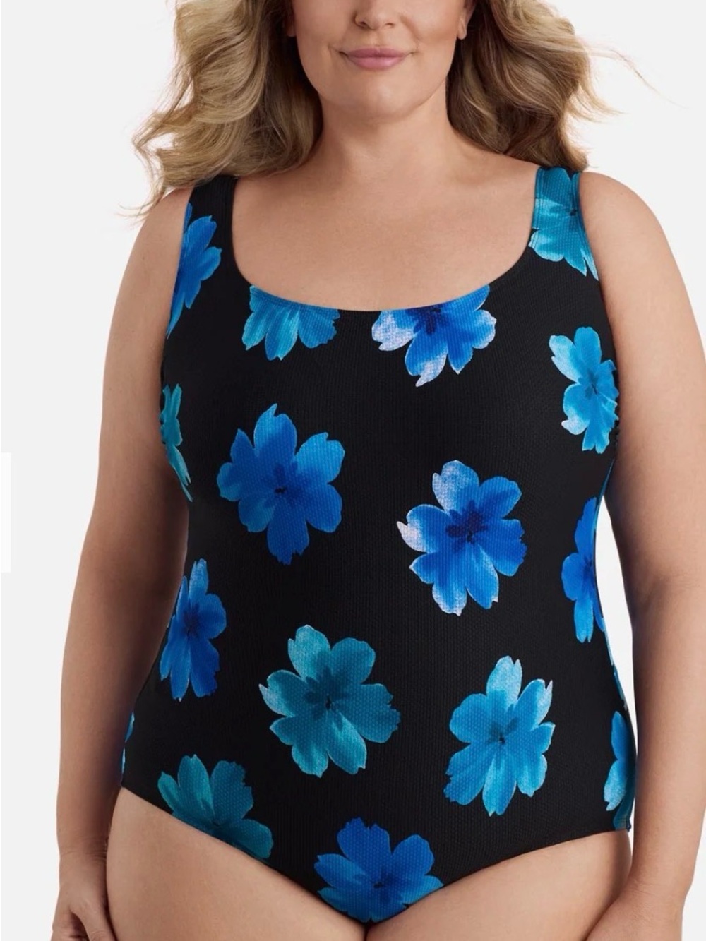 LONGITUDE Plus Size Long Torso Butterfly Back One Piece - Tossed Flowers Size 20